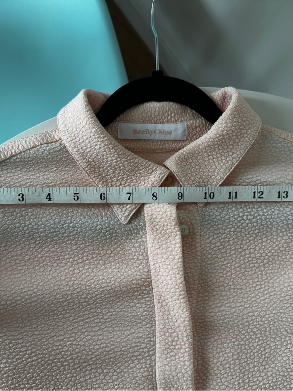 See by chloe Textured Peach Button-Up Blouse sz 40 - Picture 6 of 12
